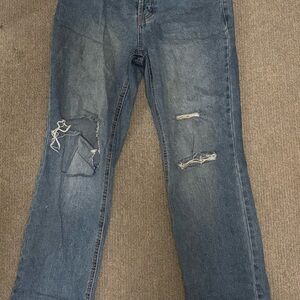 RSQ Blue Distressed Straight Leg Jeans